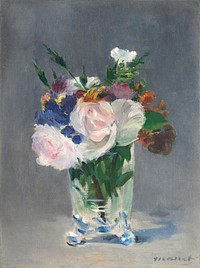 Flowers in a Crystal Vase (c. 1882) painting in high resolution by Edouard Manet.