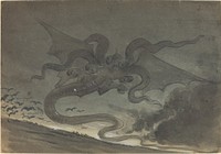 Flying Monster drawing in high resolution by Robert Caney (1847&ndash;1911).  