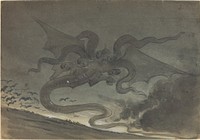 Flying Monster drawing in high resolution by Robert Caney (1847–1911).  