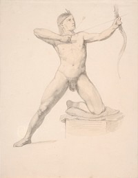 Jousella ampuva alaston mies, 1845 - 1855 by Anders Ekman