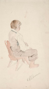 Tuolilla istuva poika, norrby-kalle, 1850 - 1855 by Anders Ekman