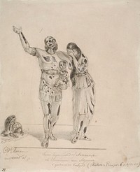 Hektor ja andromakhe hyvästelevät painautuen toisiaan vasten. hektor pitää poikaansa käsivarrellaan ja andromakhe kätkee kasvonsa käsiinsä., 1853 - 1855 by Anders Ekman