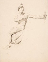 Jousi mukanaan ratsastava alaston mies, 1845 - 1855 by Anders Ekman