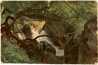 Forest Interior with a Waterfall, Papigno (1825–1830) by André Giroux.  