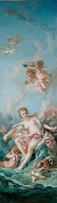 Francois Boucher's Venus on the Waves (1769) famous painting. 