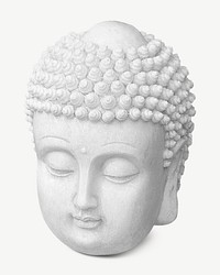 Buddha head statue collage element psd