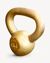 Gold kettlebell collage element psd