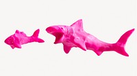 Pink plasticine shark and fish psd