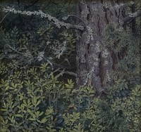 Foliage (1899) weaved textile in high resolution by Gustaf Fjaestad. Original from the Thiel Gallery. 