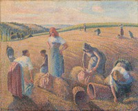 The gleaners (1889) painting in high resolution by Camille Pissarro. 