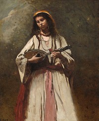 Gypsy Woman with Mandolin (ca. 1870) by Jean Baptiste Camille Corot.  