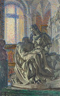 Michelangelo's Pieta (1913) painting in high resolution by Gerda Wallander. Original from the Thiel Gallery. 