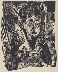 Girl Dreaming (1918) print in high resolution by Ernst Ludwig Kirchner.  