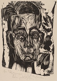 Head of Dr. Robert Binswanger (ca.1917–1918) print in high resolution by Ernst Ludwig Kirchner.  