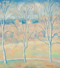 Spring Landscape Halsingland (1914) painting in high resolution by Helge Johansson. Original from the Thiel Gallery. 