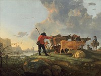 Herdsmen Tending Cattle (1655–1660) by Aelbert Cuyp.  