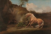 Horse Frightened by a Lion, (1762&ndash;1768) painting in high resolution by George Stubbs.  