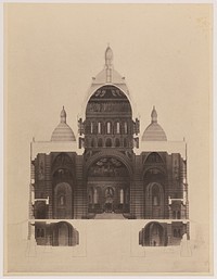 Projet pour le Sacré-Coeur. Reproduction du dessin d'Abadie en 1874 (coupe). Paris (XVIIIème arr.). Tirage sur papier albuminé à partir d'un négatif sur verre au collodion humide. 1874-1879. Photographie de Charles Marville (1813-1879). Paris, musée Carnavalet.