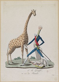 Anonyme. "Charles X et la girafe, ou ici on rumine". Eau-forte coloriée, 1827. Paris, musée Carnavalet.