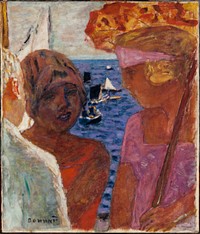 Conversation in Arcachon (1926-1930) painting in high resolution by Pierre Bonnard. 