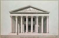 Alexandre-Théodore Brongniart (1739-1813). "Théâtre Napoléon -élévation de la principale entrée de l'opéra à construire, place de la Madeleine", vers 1810. Dessin. Paris, musée Carnavalet.