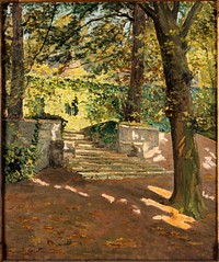 Georges Carette (né en 1854). "Les Anciennes Eaux de Passy (le parc Delessert)". Huile sur carton. 1911. Paris, musée Carnavalet.