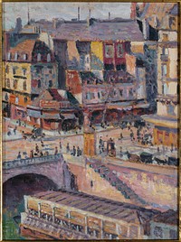 Maximilien Luce (1858-1941). "Le pont Saint-Michel, et le quai des Orfèvres". Huile sur papier marouflé sur isorel, vers 1905. Paris, musée Carnavalet.