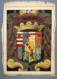 Prosper Lafaye's statement for a heraldic stained glass panel 19th century famous painting. 