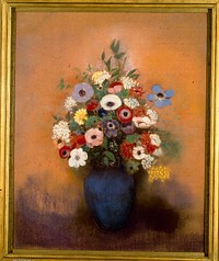 Odilon Redon (1840-1916). "Anémones et lilas dans un vase bleu". Pastel, fusain, vers 1912. Musée des Beaux-Arts de la Ville de Paris, Petit Palais. 