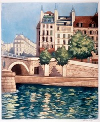 Seguin. "Quai Saint-Michel". Gravure. Paris, musée Carnavalet.    