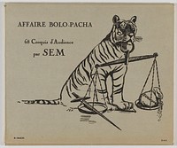 Sem (1863-1934). "Affaire Bolo-Pacha, 68 croquis d'audience par Sem (couverture)". Lithographie, vers 1918. Paris, musée Carnavalet.