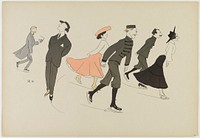 Sem (1863-1934). Album blanc à cachet orange de Sem. "La Patinoire". Lithographie couleur. Paris, musée Carnavalet. 