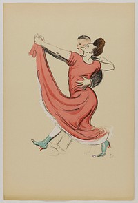 Sem (1863-1934). "Album "le Nouveau Monde" (1er série) : planche de figures parisiennes - couple dansant (pl.3)". Lithographie en couleur. Paris, musée Carnavalet. 