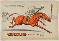 Sem (1863-1934). "Album White Bottoms by Sem : le Grand Prix, Cinzano tout seul ! (4ème page de couverture)". Lithographie en couleur. Paris, musée Carnavalet. 