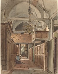 Interior of Bushey Church (ca. 1815–1820) painting in high resolution by William Henry Hunt. 