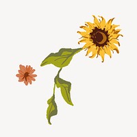 Aesthetic sunflower flower collage element vector