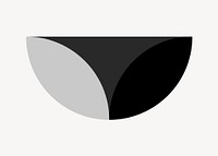 Black semicircle, geometric shape clipart vector