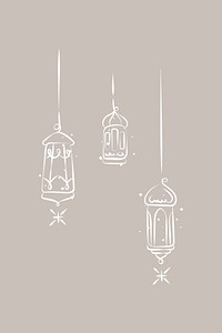White hanging lanterns doodle clipart vector
