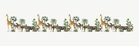 Wild animals divider, vintage pattern border psd