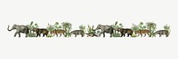 Wild animals divider, border collage element psd