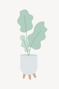 Cute houseplant collage element vector