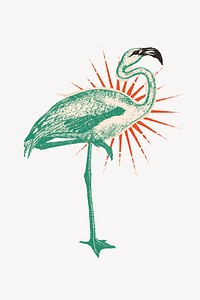 Retro flamingo drawing isolated design 