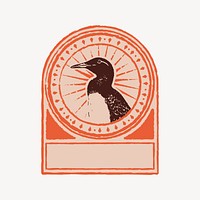 Retro penguin badge illustration collage element  vector