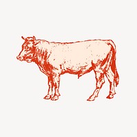 Vintage cow drawing isolated design 