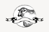 Vintage sheep badge illustration collage element  psd