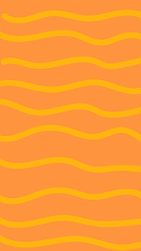 Orange wave mobile wallpaper background vector