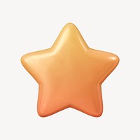 Gold star, 3D rendering collage element psd