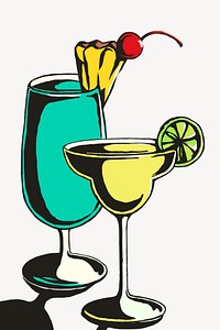 Summer cocktails, beverage, drinks illustration psd