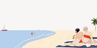 Vintage Summer beach border background psd, remixed from artworks by George Barbier