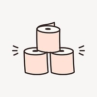 Toilet paper doodle collage element vector